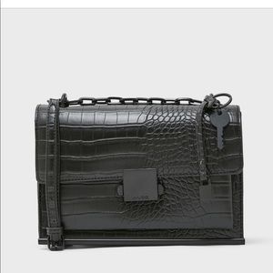 ALDO Valstrona Black Croc Embossed Crossbosy Bag.